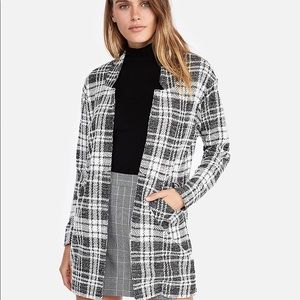 Express plaid tailored knit blazer